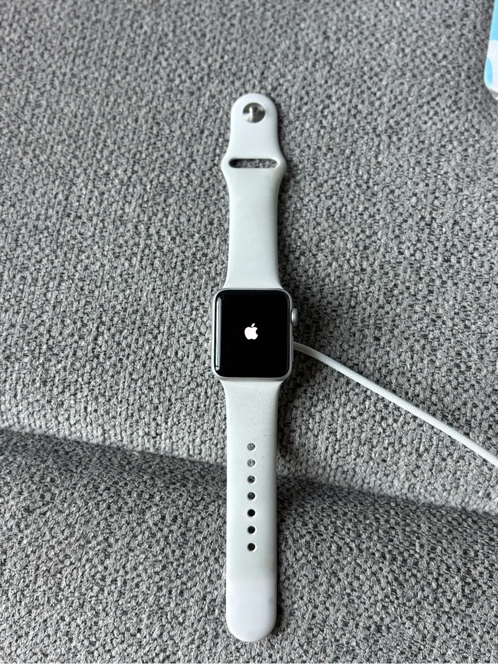 Apple Watch Series 3 38 mm Silver Aluminum White Sport Band Smartwatch Reset
